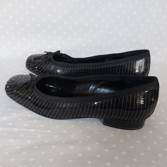 Steven by Steve Madden Black Sequin Ballet Flat with Bow Detail on Toe - Picture 4 of 10